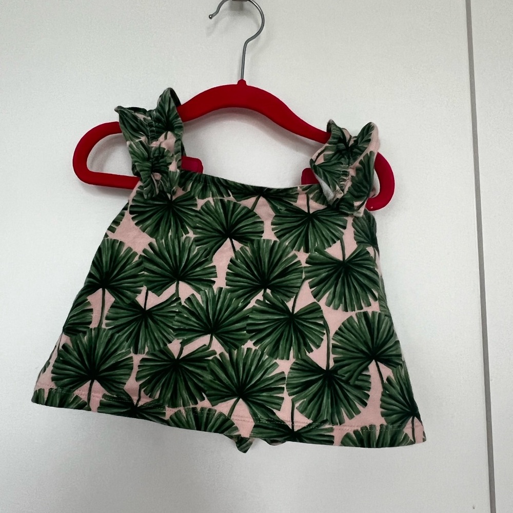 Janie & Jack Green Leaf Print Top and shorts